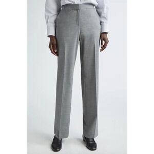 Lafayette 148 NY Irving Straight Leg Stretch Wool Pants in Nickel Women 12 $595